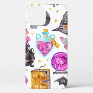 Watercolor magic icons. Hand drawn, doodle, sketch iPhone 12 Case