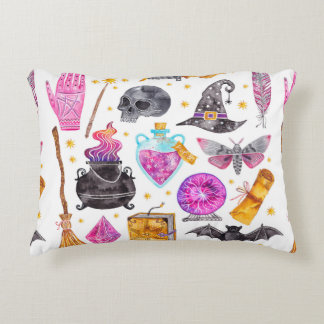 Watercolor magic icons. Hand drawn, doodle, sketch Decorative Cushion