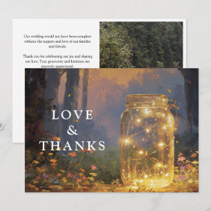 Watercolor Magical Forest Mason Jar Wedding Photo Thank You Card