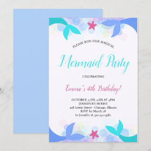 Watercolor Magical Mermaid Birthday Invitation