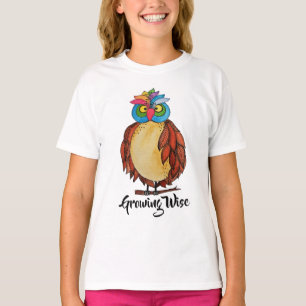 Watercolor Magical Owl With Rainbow Feathers T-Shirt
