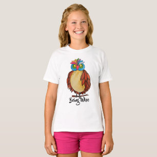 Watercolor Magical Owl With Rainbow Feathers T-Shirt