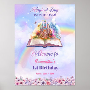 Watercolor Magical Unicorn Pastel Rainbow Birthday Poster
