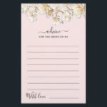 Watercolor Magnolia Advice for Bride Card<br><div class="desc">Advice for the bride to be features watercolor cream and gold magnolias on choice of blush pink or robins egg blue background.</div>