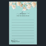 Watercolor Magnolia Advice for Bride Card<br><div class="desc">Advice for the bride to be features watercolor cream and gold magnolias on choice of blush pink or robins egg blue background.</div>