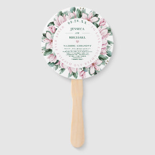 Watercolor Magnolia Eucalyptus Bouquet Wedding Hand Fan