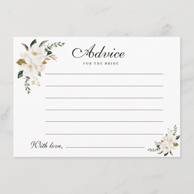 watercolor magnolia floral advice card (Front)