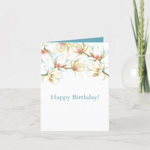 Watercolor Magnolia Floral Birthday Card