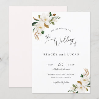 Watercolor Magnolia Floral Invitation