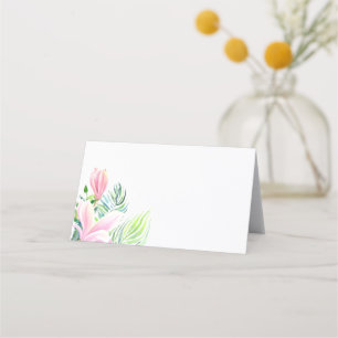Watercolor Magnolia Flower in Pink Guest Table  Place Card