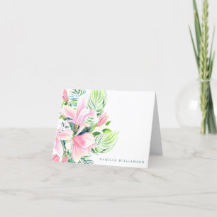 Watercolor Magnolia Flower in Pink Personalised Thank You Card