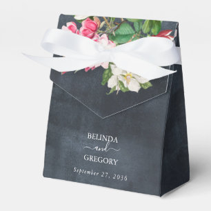 Watercolor Magnolia Flowers Wedding Black White Favour Box