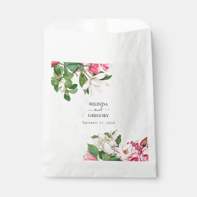 Watercolor Magnolia Flowers Wedding Favour Bags (Front)