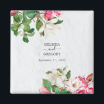 Watercolor Magnolia Flowers Wedding Favour Magnet<br><div class="desc">A beautiful watercolor Magnolia flower wedding design. A unique design that uses rustic vintage botanical Magnolia florals. An elegant white and pink retro floral design with a dash of greenery. A chic wedding favour design with modern elements. Matching wedding invitations and other stationery items are also available.</div>