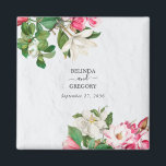 Watercolor Magnolia Flowers Wedding Favour Magnet<br><div class="desc">A beautiful watercolor Magnolia flower wedding design. A unique design that uses rustic vintage botanical Magnolia florals. An elegant white and pink retro floral design with a dash of greenery. A chic wedding favour design with modern elements. Matching wedding invitations and other stationery items are also available.</div>