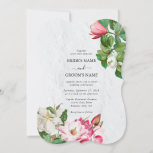 Watercolor Magnolia Flowers Wedding Invitation