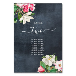 Watercolor Magnolia Flowers Wedding Table Number
