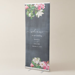 Watercolor Magnolia Flowers Wedding Welcome Sign