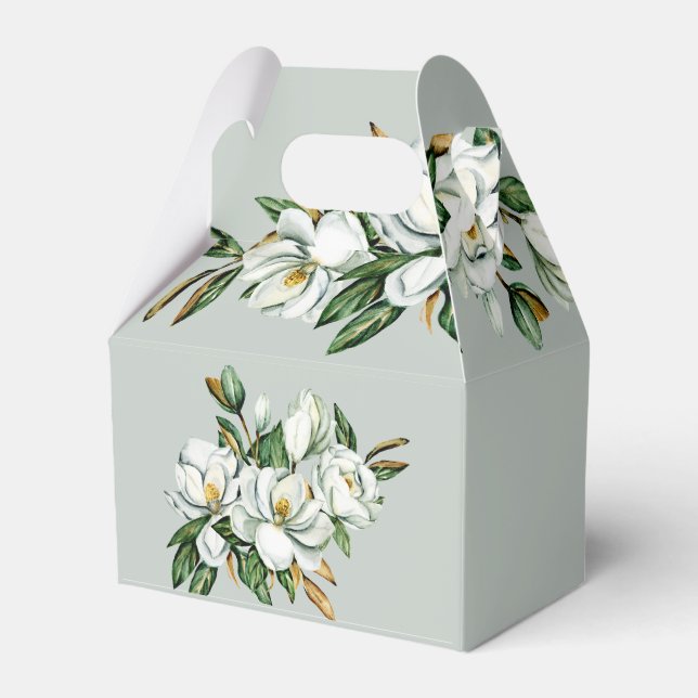 Watercolor Magnolia Greenery Favours Favour Box (Front Side)