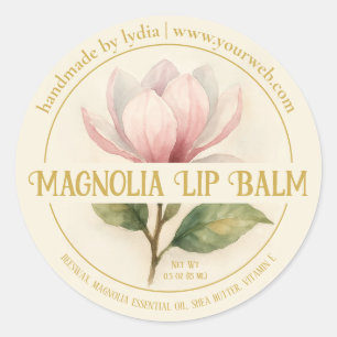 Watercolor Magnolia Lip Balm Label Sticker