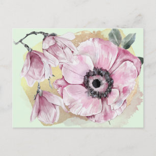 Watercolor Magnolia Pink Custom Postcard