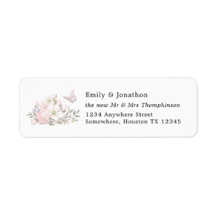 Watercolor Magnolia Return Name Address Wedding