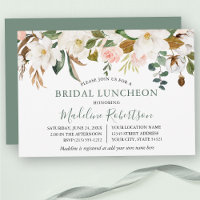 Watercolor Magnolia Roses Sage Green Bridal Lunch