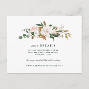 Watercolor Magnolia Wedding Details Card