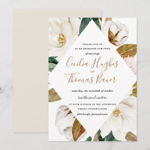 Watercolor Magnolia Wedding Invitation
