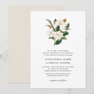 Watercolor Magnolia Wedding Invitation