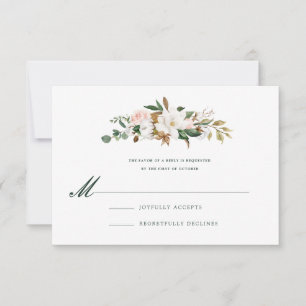 Watercolor Magnolia Wedding Invitation