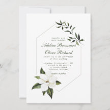 Watercolor Magnolia Wedding Invitations
