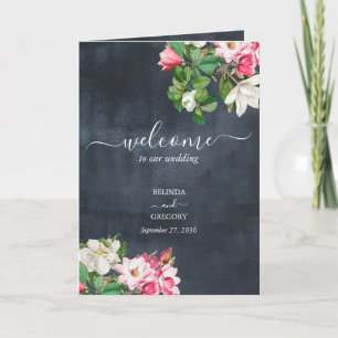 Watercolor Magnolia Wedding Order of Service Programme