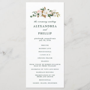 Watercolor Magnolia Wedding Program Programme