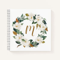 Watercolor Magnolia Wreath Monogram