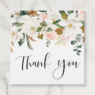 Watercolor Magnolias and Cotton Wedding Thank You Favour Tags