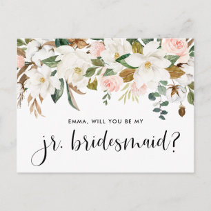 Watercolor Magnolias and Cottons Junior Bridesmaid Postcard