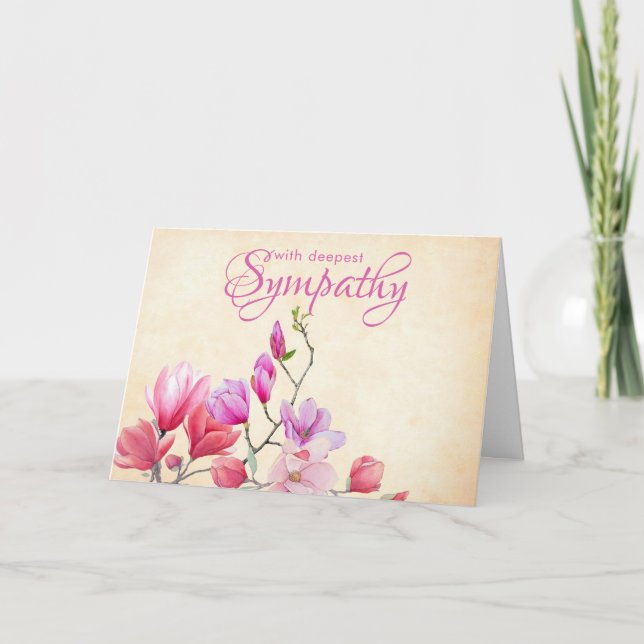 Watercolor Magnolias Condolence Card (Front)