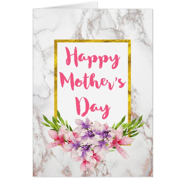Watercolor Magnolias on Marble Mother's Day (Front)