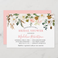 Watercolor Magnolias Pink Roses Bridal Shower