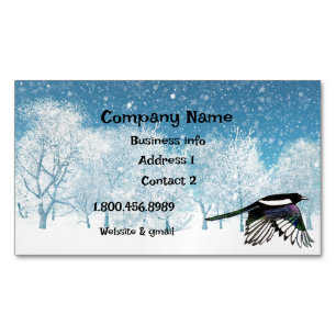 Watercolor Magpie, Bird, Nature, Wildlife  Busines Magnetic Business Card