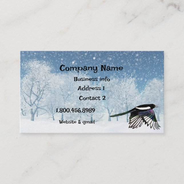 Watercolor Magpie, Bird, Nature, Wildlife  Business Card (Front)