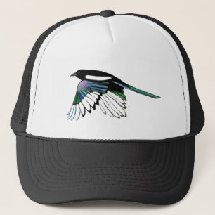 Watercolor Magpie Bird Wildlife Nature Art Trucker Hat