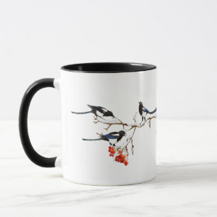 Watercolor Magpie Birds Nature Art   Mug