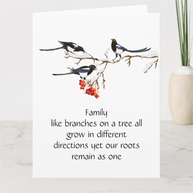 Watercolor Magpie Family Quote Animal Nature   Car Card (Front)