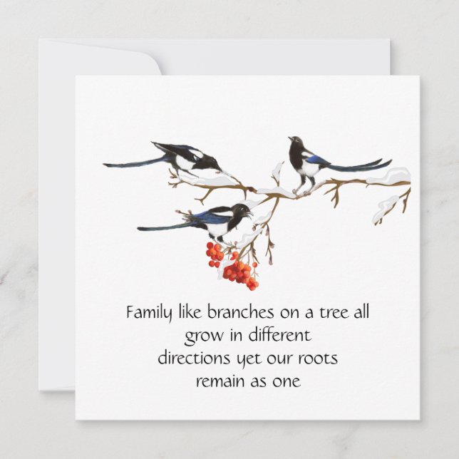 Watercolor Magpie Family Quote Animal Nature   Card (Front)