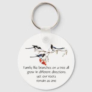 Watercolor Magpie Family Quote Animal Nature   Key Ring