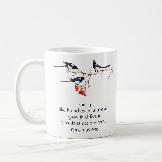 Watercolor Magpie Family Quote Animal Nature   Mug (Left)