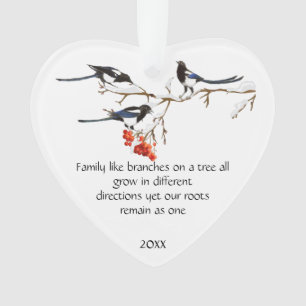 Watercolor Magpie Family Quote Animal Nature   Ornament