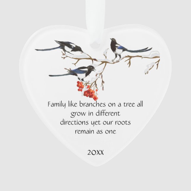 Watercolor Magpie Family Quote Animal Nature   Ornament (Front)